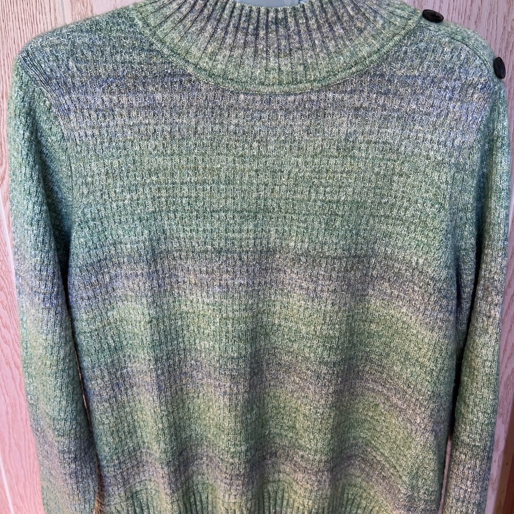 Talbots Women's Green & blue Sweater with Button Detail